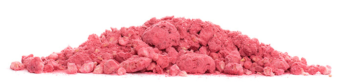 Maliny lyofilizovaný prášek a kousky 100 g - z boku